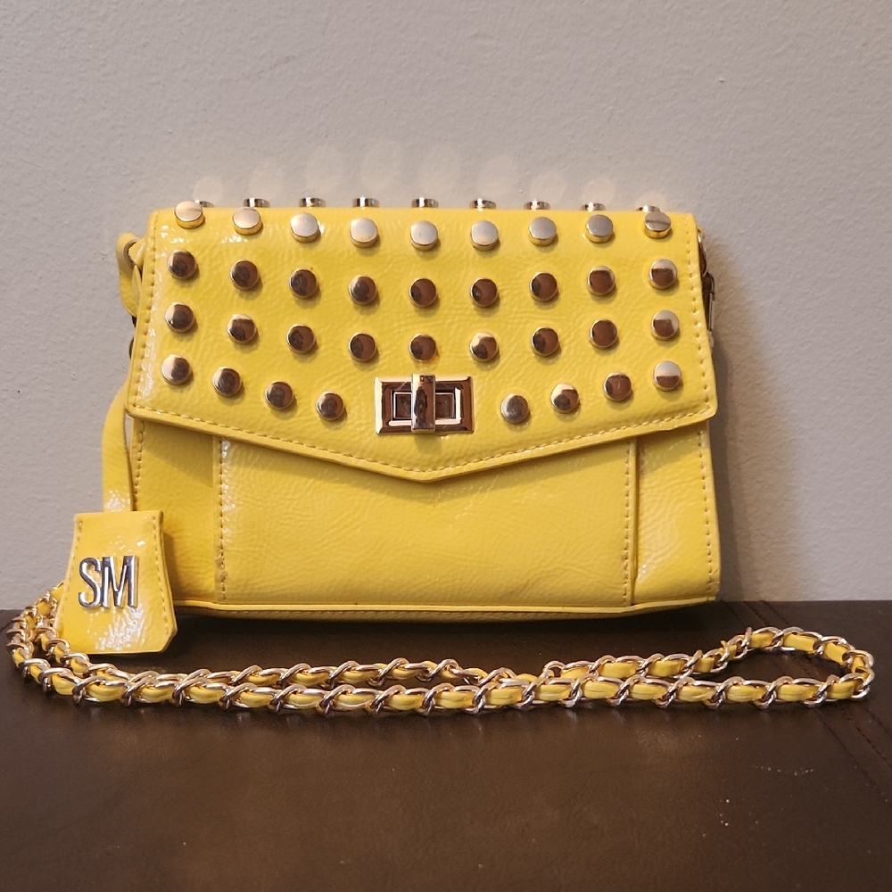 Steve Madden Stylish Yellow Studded Crossbody Bag